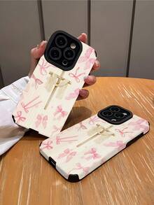 1 pièce Étui de téléphone de haute qualité  à rayures verticales, motif croisé rétro à nœud, anti-chute et anti-traces de doigts, compatible avec Apple et autres modèles - Multicolore - Voir 2