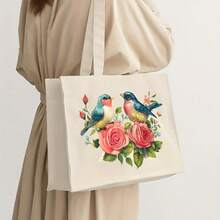 1/2/3pcs Set Cute Colored Pencil Sparrow & Rose Heat Transfer Stickers - Comfortable Floral And Bird Pattern Iron-On Patches For Decorating Jackets, T-Shirts, Bags, Pillows, Baseball Caps, Etc.