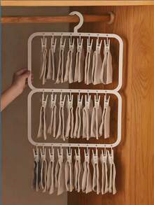 1 pieza Organizador de estantes de PP blanco de múltiples capas, puede colgar y almacenar sostenes, ropa interior y calcetines - Multicolor - Ver 6
