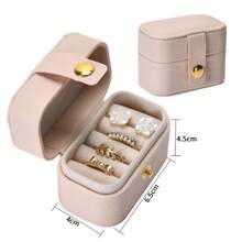 便携式珠宝盒女士小型珠宝盒简约家居珠宝收纳盒旅行收纳盒精美迷你旅行珠宝收纳盒拉链盒耳环戒指项链手链便携化妆包邮轮包学校配件学校用品