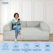 Naap Concept Sofá Cama Teddy Smooth Diseño Convertible Hecho 100% de Espuma Comodidad y Versatilidad 200x100x65 cm Silver - Plateado - Ver 4