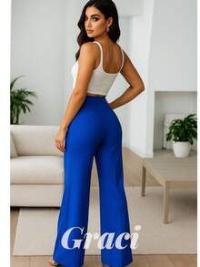 Pantalón Acampanado de Pinzas - azul real - Ver 3