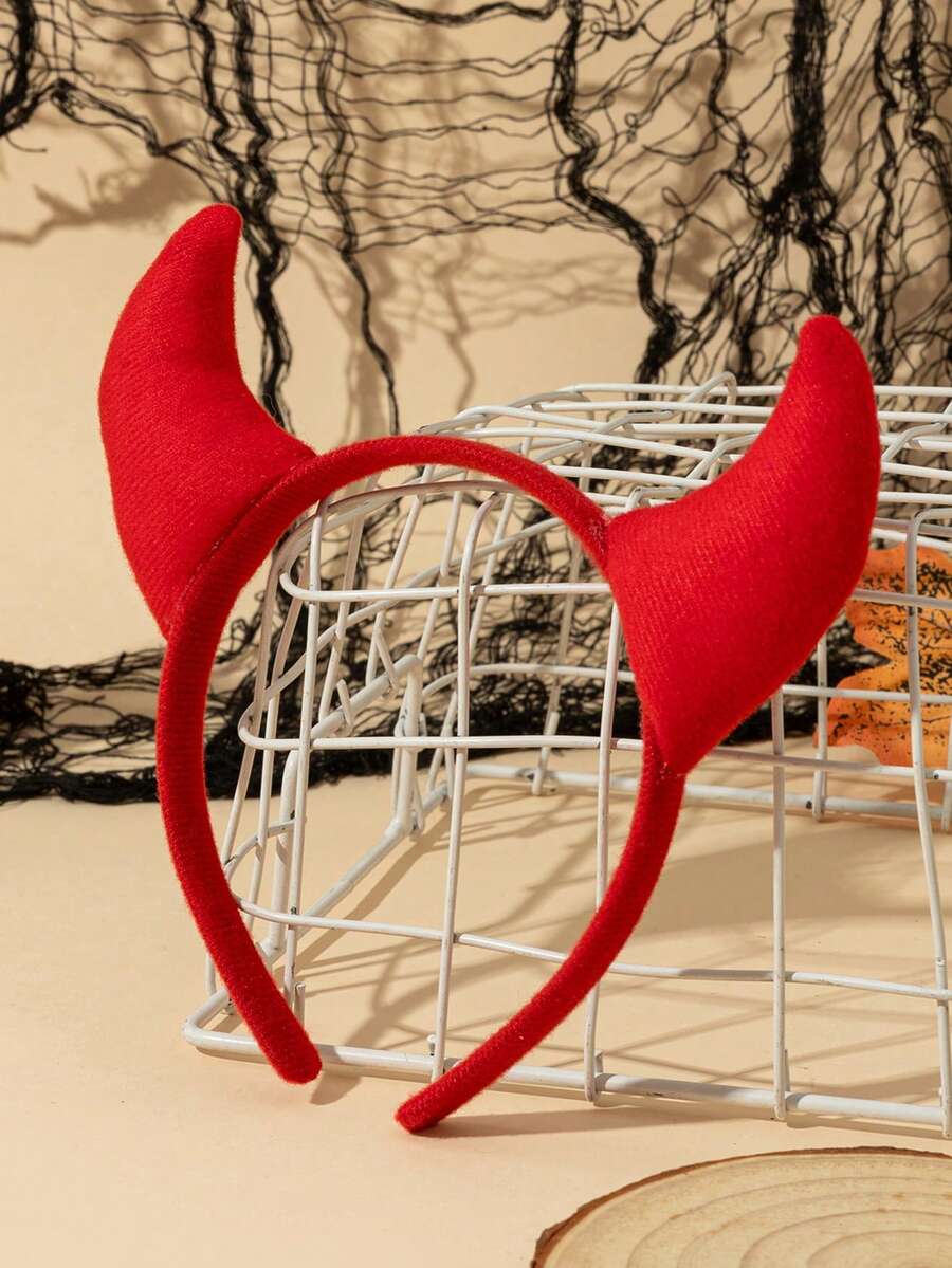 1 Piece Of Halloween Personalized And Quirky Horn-Shaped Headbands Are Perfect For Festive Outfits - الأحمر - مشاهدة 1