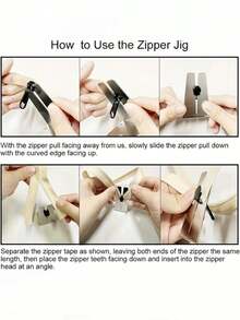 1/2 pièces Assistant d'installation rapide DIY, en métal et acier inoxydable pour coudre des fermetures éclair, des vêtements, des pantalons, des sacs, des têtes de fermeture éclair, des fournitures de fixation, de petits outils, multi-usage et colle amovible