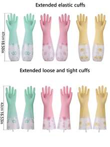 Kitchen Dishwashing Gloves, Water-Resistant , Made Of Thick Fleece Rubber Material, Providing Warmth And Hand Protection. Suitable For Various Occasions Such As Household Cleaning, Kitchen Cleaning, Party Cleaning, Etc. - Multicolor - View 6