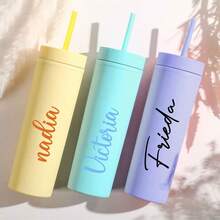 Personalized Insulated Tumbler, Bridesmaid Proposal Tumbler, 16oz Acrylic Slim Insulated Tumbler, Bridesmaid Gift, Best Friend Travel Tumbler - Multicolor - View 3