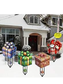 6pcs Christmas Lawn Stakes, 2D Acrylic Flat Outdoor Garden Yard Decor, Holiday Fence Garden Stakes, No Power Needed, Suitable For Home And Outdoor Walkway, Garden Party Supplies, No Electricity Required