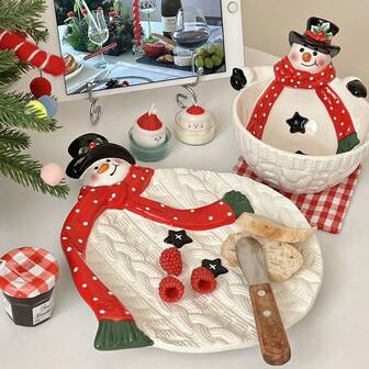 陶瓷甜点圣诞盘咖啡杯餐盘碟客厅餐具圣诞装饰礼物水果沙拉盘，彩色礼盒包装