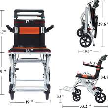 CuisinSmart Ultra Lightweight Elderly Transport Wheelchair Weighs,Portable Lightweight Folding Transport Chair, Removable Flip Armrests, With Locking Handbrake&Removable Flip Armrests, Swinging Footrests, Supports 220 Lbs - 藍黑 - 查看 3