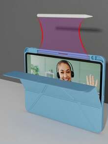 Transparent Acrylic Case Compatible With IPad Air 11 13 M2 2025 M3 Support Multi Angles Folding Y-Shaped Stand Cover Compatible A16 11th 2024 Air 5 Air 4 10.9 9th 8th 7th 10.2 5th 6th 9.7 10th Gen 2021 Pro 11 12.9 Mini6 7with Pencil Holder, Auto Wake/Sleep-Ice Blue - White Ice Blue - View 6