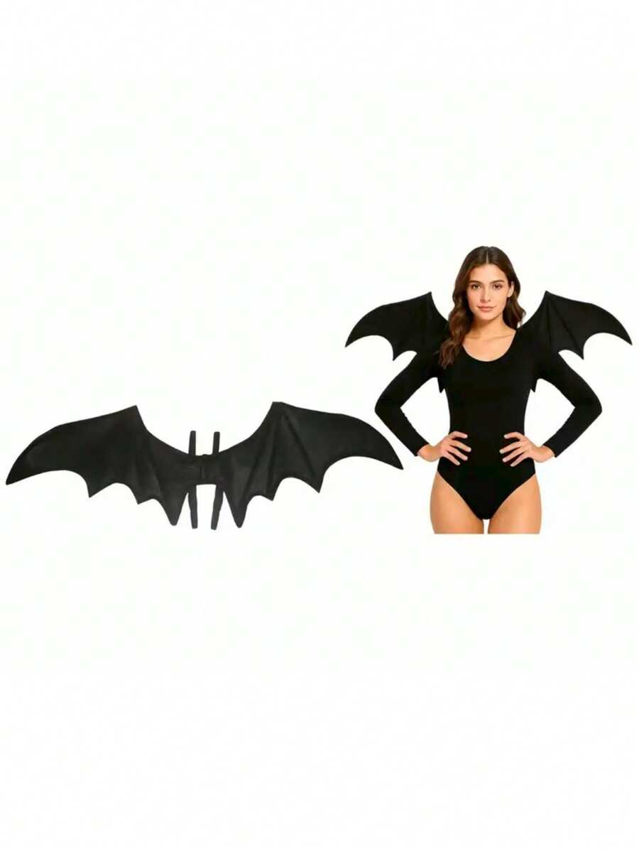 1 件圣诞狂欢派对表演黑色蝙蝠龙卷风，弹性适合成人，哥特式蝙蝠翅膀 - 黑色 - 查看 1