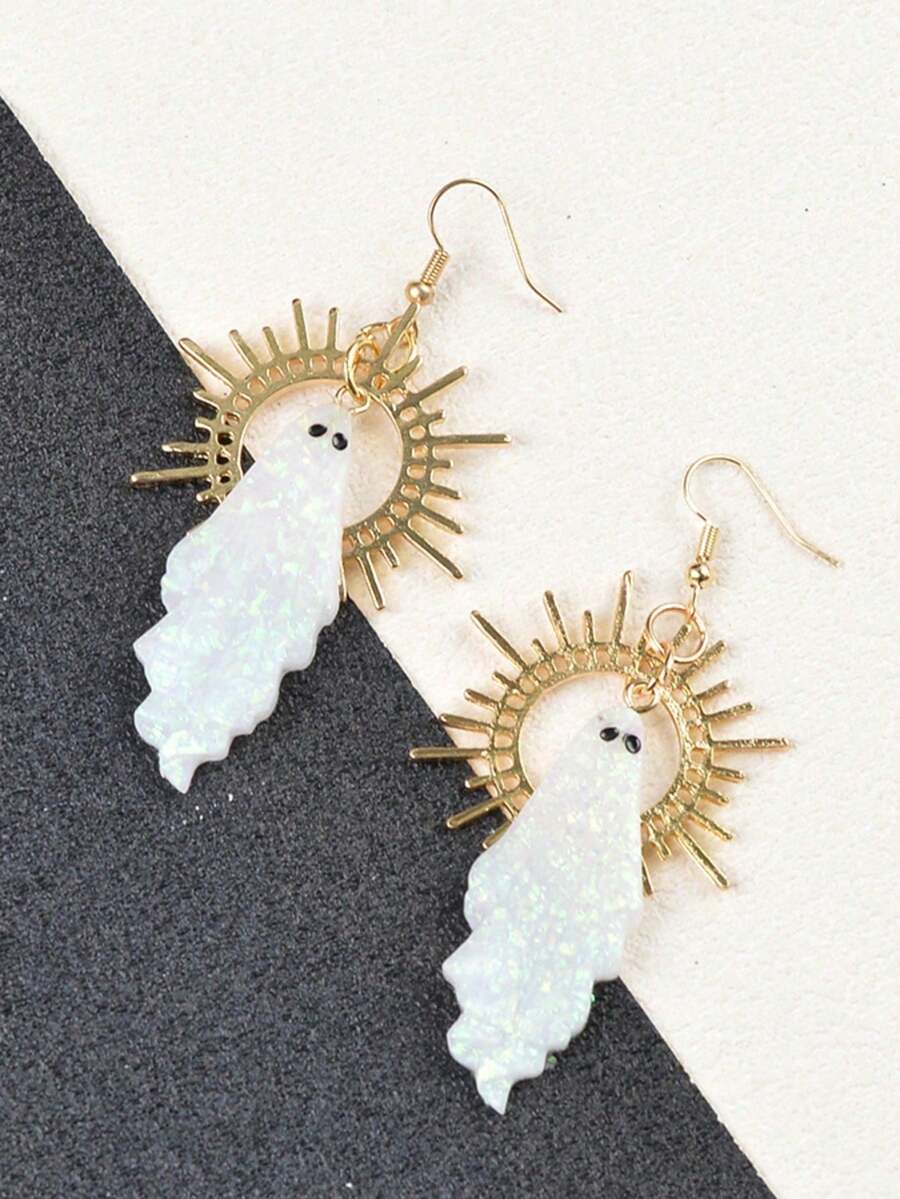 2pcs Bohemian Retro Ghost Hoop Earrings, Halloween Party Jewelry Gift