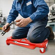 Rodillo para rodilleras con 5 ruedas, capacidad de carga de 100 kg, rodillera ergonómica, espuma antideslizante, trabajos de construcción de jardinería, alicatado, reparación de automóviles, almacenamiento de herramientas, rojo y negro