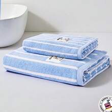 Miniso 史努比海洋日记系列100%纯棉条纹浴巾 高支纯棉面料+强吸水 柔软亲肤不掉毛(1条) - 彩色 - 查看 3