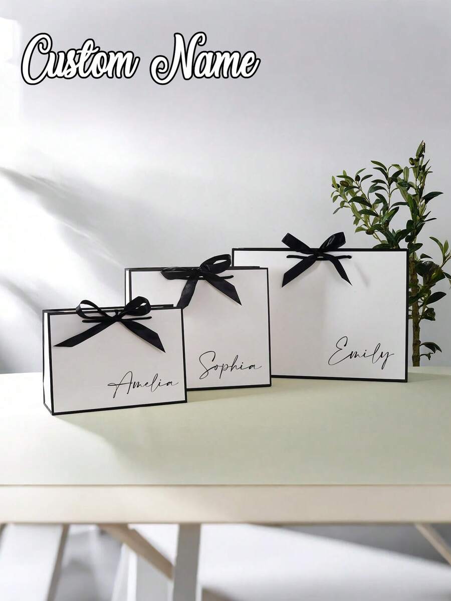 1pc Customized Wedding Gift Bag, Personalized Name Gift Bag, Thank You Gift Bag, Ribbon Drawstring Bag, Birthday Gift Bag, Bridesmaid Gift Bag, Suitable For Any Occasion. Purchase Personalized Bridesmaid Gift Bag, Holiday Calendar - Multicolor - View 1