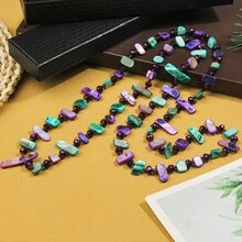 Bohemian Colorful Shell Glass Multi-Layer Necklace, Long Sweater Chain For Women, Popular Cross-Border Creative European & American Style - Green Coffee Mixed Color - View 6