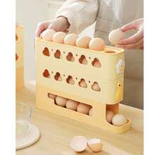 1 Estante automático de tres niveles para huevos, dispensador de huevos deslizante de gran capacidad, organizador de huevos para refrigerador de cocina, mantiene los huevos frescos, se desliza automáticamente, diseño ahorra espacio, el contenedor deslizante puede contener 24-28 huevos, hecho de plástico, no entra en contacto con los alimentos - Unidad de almacenamiento para refrigerador, bandeja de huevos de cocina, adecuada para encimeras de cocina, armarios, puertas laterales del refrigerador, fácil de limpiar, lavable