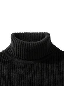 كنزة صوفية رجالية بياقة عالية بطبعة عملة قديمة، خريف وشتاء