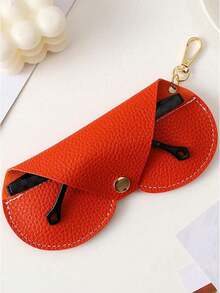 1 Peça Estojo Dobrável Portátil de PU para Óculos, Caixa Suspensa para Óculos de Sol, Caixa de Armazenamento de Óculos Simples, Estojo à Prova d'Água para Óculos, Protetor de Óculos de Sol de Viagem com Suporte, Pequena Bolsa, Pano de Limpeza de Fibra, Adequado para Homens, Mulheres, Uso Externo, Viagem, Casa, Escritório