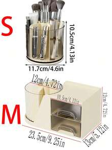 1pc Pen Storage Box, 360 Rotating Desktop Pen Container, Multifunctional Desktop Organizer, Bathroom Rack, Transparent Drawer Student Pen Rack Storage Box, Desktop Display Box, Dormitory Storage, Stationery Storage, Back-To-School Supplies. - White - View 7