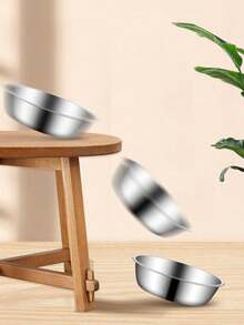1pc/2pcs Stainless Steel Cat/Dog Bowl, Pet Feeding Bowl, Anti-Slip Anti-Bite Durable