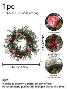 1 Stück realistischer Weihnachtsroter Fruchtdekoration, für Heimdisplay, Feiertagsatmosphäre im Wohnzimmer, Tischdekoration im Esszimmer, Wohnzimmer Kamin Atmosphäre Dekoration, realistische grüne Pflanzen, Eingangsbereich, Büro Weihnachtsdekoration