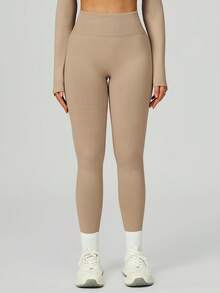 MASKERT Women's Yoga, Fitness, Leisure, Sports Pants, Flared Pants, Running High Waist, Quick Drying, Lifting Buttocks, Yoga Pants, High Elasticity, And Skin Friendly - 棕色 - 查看 3