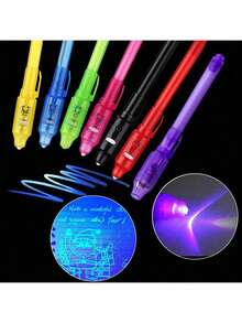 隱形筆 UV 隱形筆 隱形書寫 燈光閱讀 魔術 UV 消失墨水標記筆 適合男孩女孩 UV 螢光筆 用於秘密信件與兒童聖誕 - 彩色 - 查看 2