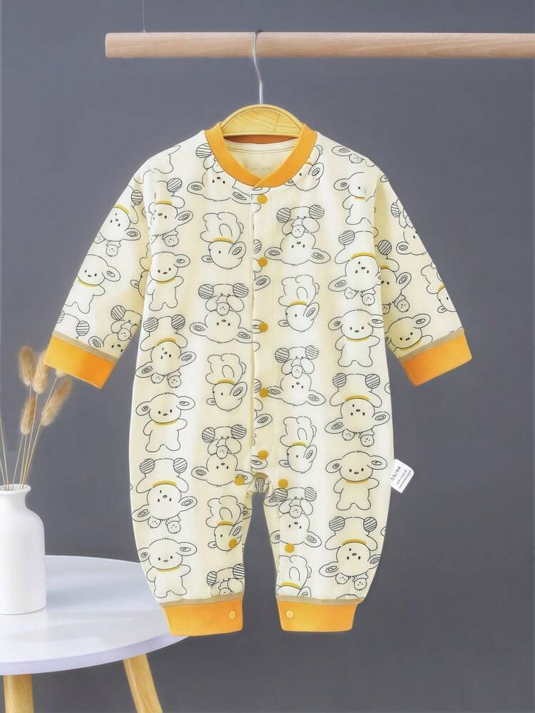 Newborn Baby Jumpsuit, Infant Spring/Autumn Jumpsuit, Unlined Jumpsuit, All Season Clothing For Baby Boys/Girls - Coffee Brown - View 1