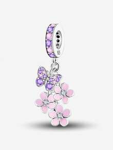 1 件 925 纯银时尚绅士昆虫蝴蝶钻石珠适合女士手链手镯 DIY 珠宝制作和日常服装搭配珠宝装饰适合女孩 - 銀色 - 查看 12