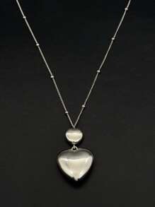 1 pezzo Collana lunga con ciondolo a forma di cuore minimalista in argento per donna
