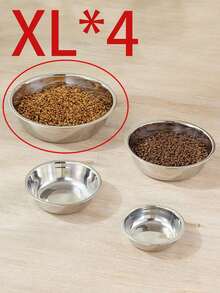 1pc/2pcs Stainless Steel Cat/Dog Bowl, Pet Feeding Bowl, Anti-Slip Anti-Bite Durable