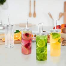 20oz Tumbler 2-Pack With Lids & Straws - Double-Wall Insulated PET Plastic Cups- Includes (2) 20oz Cups, (2) PET Lids & (2) PP Straws - For Cold & Iced Drinks, Home, Office, Travel - 無色 - 查看 2