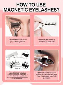 Waloshow زوج جديد من رموش مغناطيسية خمسة سبعة، مناسبة الحجم، مع ملصقات لاصقة، قابلة لإعادة الاستخدام، بدون حاجة لصمغ، تخلق مظهر طبيعي للعين القطة بدون آيلاينر - رموش طبيعية - مشاهدة 5