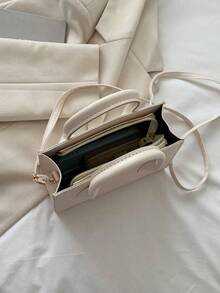 Bolso de mano minimalista y versátil de unicolor para uso diario - Beis - Ver 5