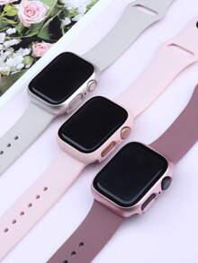 3 件套 + 钢化玻璃一体式表壳，防摔时尚保护套，兼容 表壳 40/41/42/44/45/46/49 毫米，兼容 Series Ultra/Se/11/10/9/8/7/6/5/4，智能手表配件男女款 - 粉紅色+玫瑰金+星光色 - 查看 3