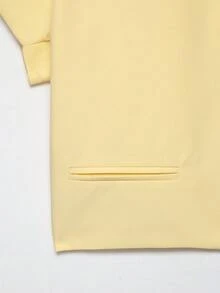 Butter Yellow Collared Short Sleeve Cropped Jacket - Yellow - View 5