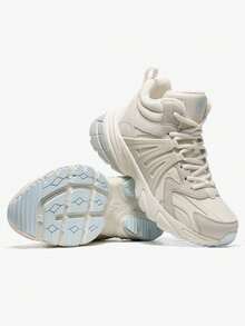 CAMEL CROWN بوت رياضية مخملية جديدة للنساء في فصل الشتاء، بوت قطنية غير انزلاقية، بوت قصيرة، بوت للتنزه والمشي في الهواء الطلق - أزرق رمادي فاتح بيج - مشاهدة 3