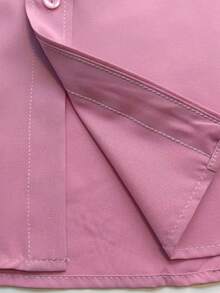 Men's Solid Color Formal Shirt With Button Design, Long Sleeve, Fall - Baby Pink - View 5
