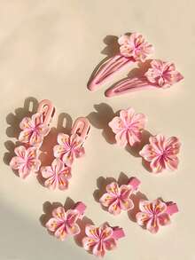 10pcs Cute Pink Camellia Flower Side Clip, Elegant Girl Bangs Clip, Versatile Girly Floral Hair Clips, Suitable For Daily Use, Photography, Aesthetic Vibe, Claw Clips, Hair Claws, Hair Slide, Hair Barrettes, Alligator Hair Clip, Pink Accessories, Vacation Outfits Woman, Hair Accessories, Valentines Accessories, Head Accessories, Spring, Hairpin,Festival,Party - Multicolor - View 3