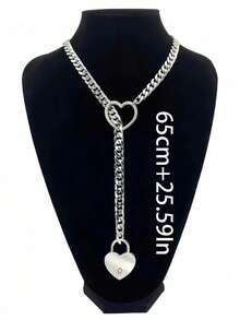 Women Simple Heart Design Chain Chokers - Gold - View 2