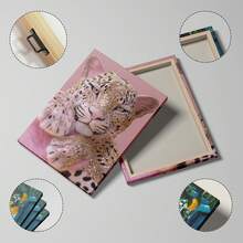 1 pieza Cuadro de arte de pared Impresión en lienzo de leopardo rosa glamoroso | Decoración rosa de moda coqueta para dormitorio, sala de estar u oficina, póster, artículos esenciales para dormitorio universitario, regalo para ella, sin marco o enmarcado
