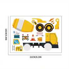 8/16pcs Construction Machinery Sticker Set, Including Excavator, Crane, Mixer Truck, Transport Truck, DIY Decorative Sticker, Gift Packaging, Model Filler