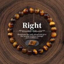 1条6/8/10毫米天然石珠手链，可选虎眼石/玛瑙/水晶/黑曜石，具有增强能量和智慧的疗愈功效，可叠戴，适合青少年，日常佩戴，派对，礼品，手工饰品 - 彩色 - 查看 3