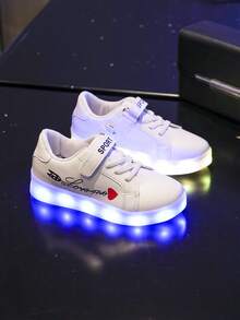 Rechargeable 7-Color Glowing Shoes For Kids Boys Girls, Light Up Casual Sneakers With Luminous Soles For Toddlers & Big Kids - White - View 6