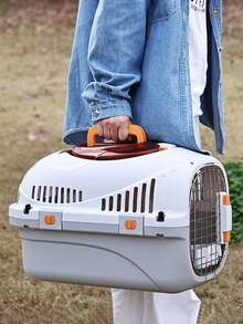 Hard Pet Carrier Crate With Skylight For A Visible View Of Your Beloved Dog Or Cat's Face, Excellent Ventilation, Indoor Pet House, Enclosure, Comfortable Place, Suitable For Evacuations, Veterinary Clinics, Travel, Cars, And Airplanes, Soundproof, Non-Slip, Stylish, Convenient - Black With Windows - View 9