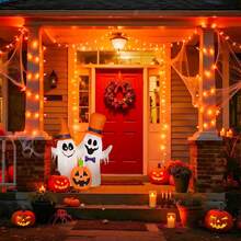 JMEXSUSS Connectable 33ft Halloween Lights Indoor, 100 LED Clear Wire Orange Lights For Halloween, 8 Modes Outdoor Orange Christmas String Light Plug In For Christmas Tree Party Decoration - 橘色 - 查看 3