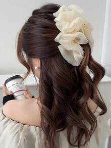 1pc/2pcs Women's Elegant And Sweet Black Fabric Mesh Clouds, Glitter Permed Rhinestone Bow Large Grab Clip Ponytail Hair Updo Hair Claw Is Suitable For Daily Matching Clothing, Hairstyle Dressing Hair Accessories Fall Claw Clip Fashion Hair Clip Autumn Hair Clutch Winter Accessories For Vacation Outfits Woman