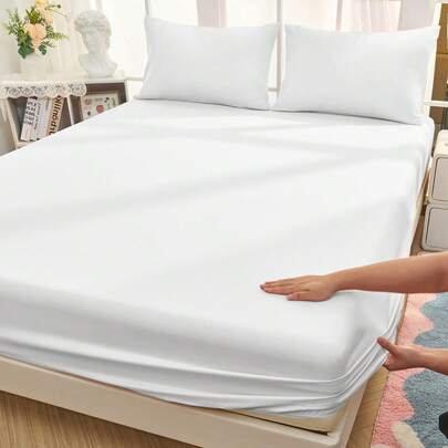 1 bộ ga trải giường cotton 100%, màu trơn, chất liệu dệt may gia đình thoải mái, mềm mại và thân thiện với da, thoáng khí, chống xù lông, phù hợp cho mọi mùa, vừa với giường đơn, đôi, cỡ Queen, cỡ King, có tác dụng bảo vệ nệm, có thể giặt máy, tái sử dụng, thích hợp trang trí phòng ngủ.