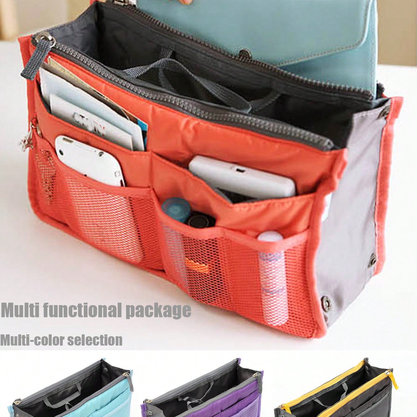New Multi-Function Double-Layer Zipper Storage Bag, Convenient For Travel, Large Capacity Compartment Organizer Bag, Portable Tote Cosmetic Bag, Double Zipper Thickened Toiletry Bag, Multi-Function Cable Organizer Bag, Classified Compartment Storage Bag